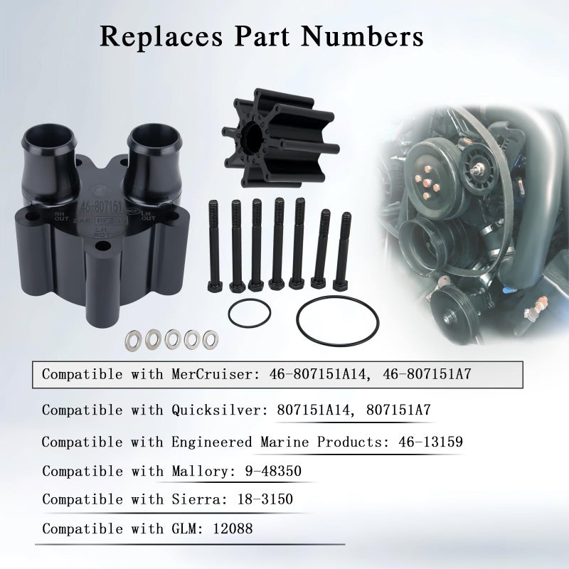 LIYYOO 46-807151A14 مجموعة إصلاح غلاف مضخة الماء والمروحة بديل لـ Mercruiser Bravo 46-807151A14، بواسطة LIYYOO - Image 2